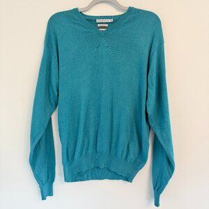 Peter Millar Luxury Blend Teal Sweater | Cotton & Cashmere | Size M